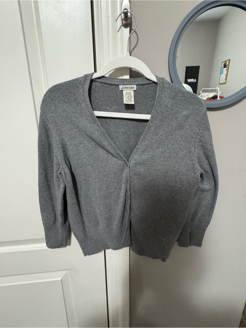 St. John's Bay Heather Gray V-Neck Women's Cardigan